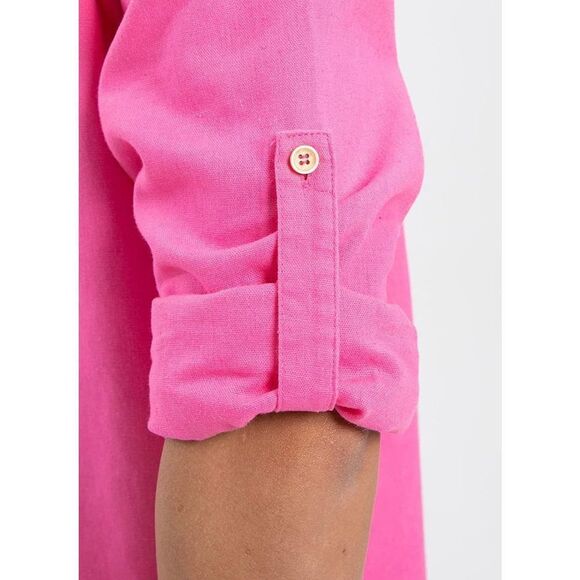 ThCreasa Mens Casual Long Sleeve Cotton Linen Henley Shirt Embroidery Summer Bea - Picture 7 of 7